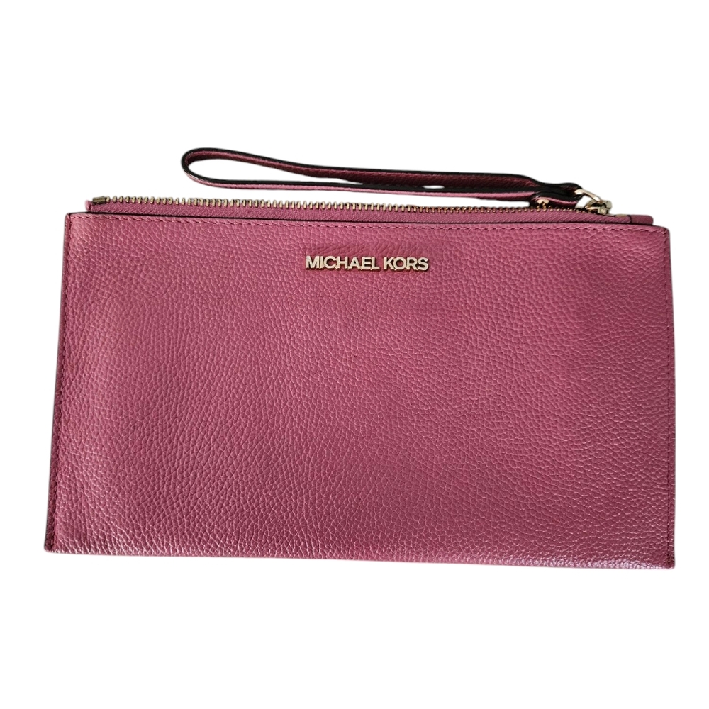 Michael Kors Pebbled Leather Wristlet – Mulberry Pink
